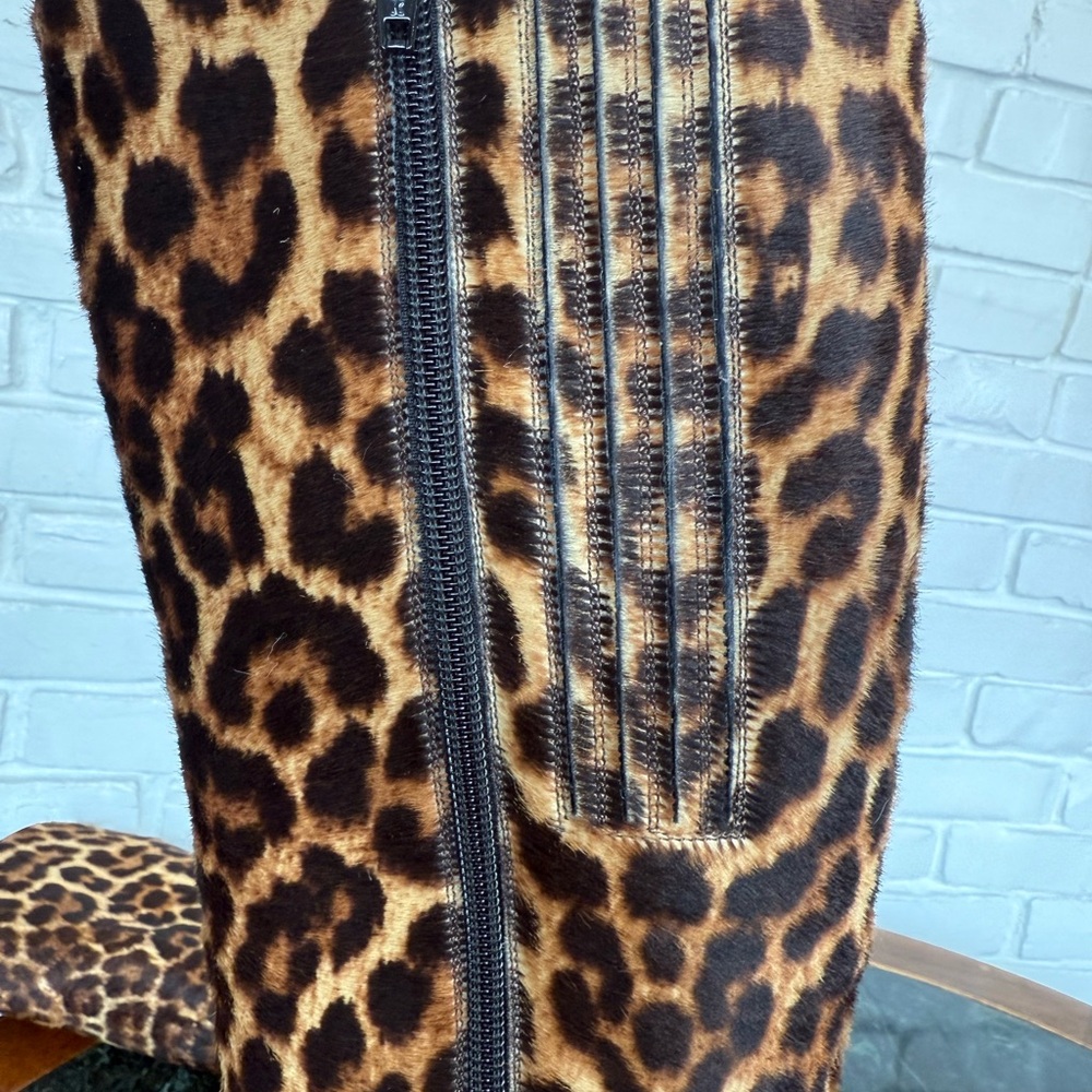 Christian Louboutin Pony Hair Leopard inside zipper HIGH Boots - Picture 10 of 11